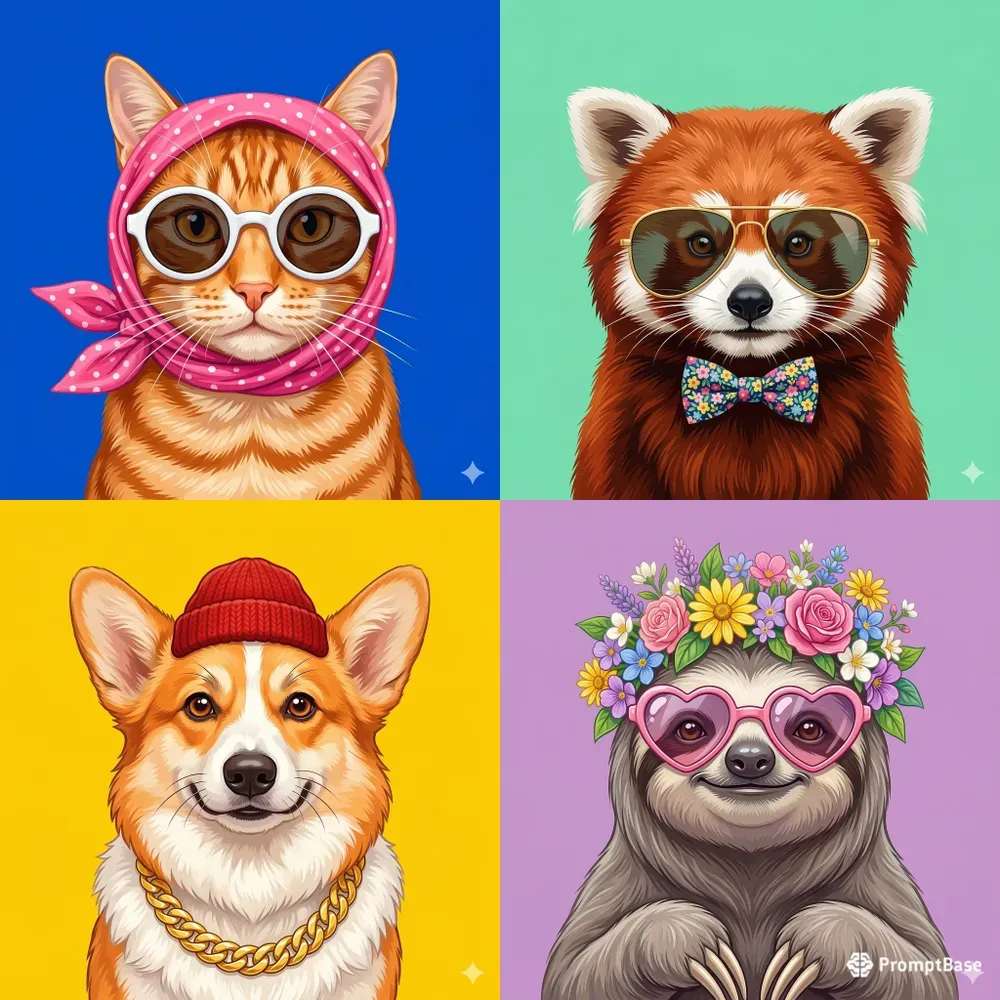 Vibrant Retro Animal Icon Creators