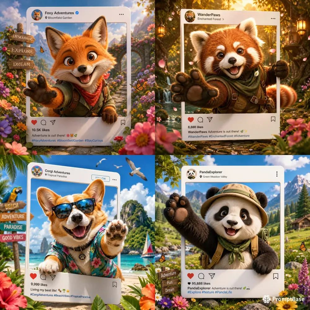 Cute Animal Adventure Frames