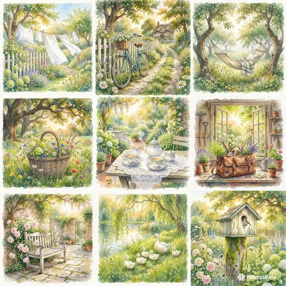 Soft Watercolor Garden Aesthetics