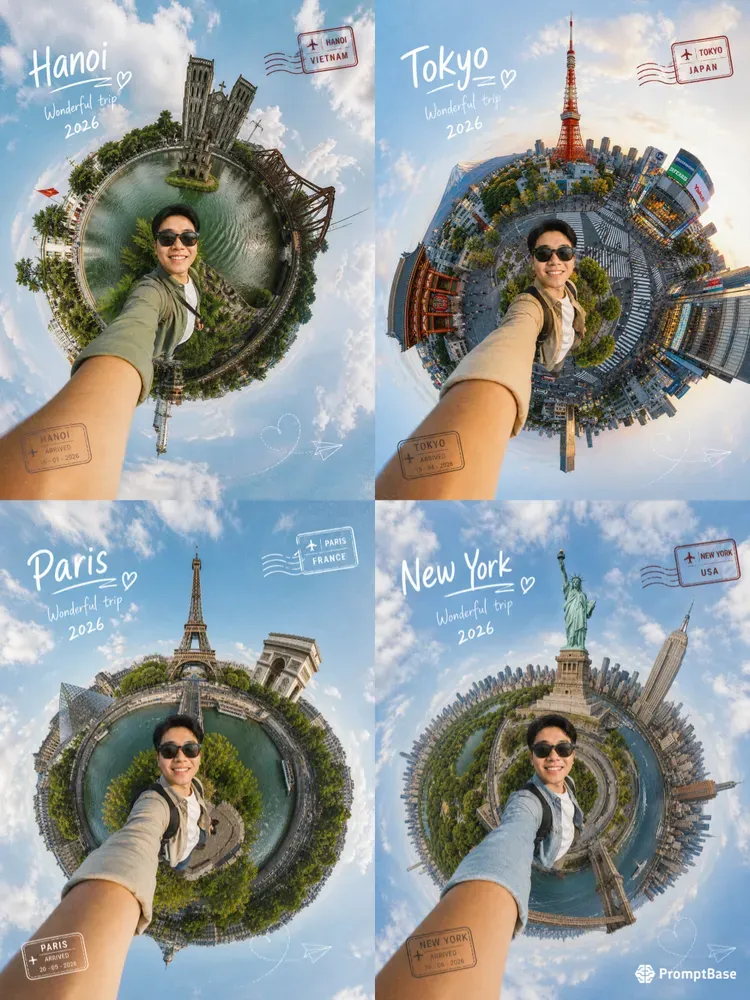 Tiny Planet Travel Selfies