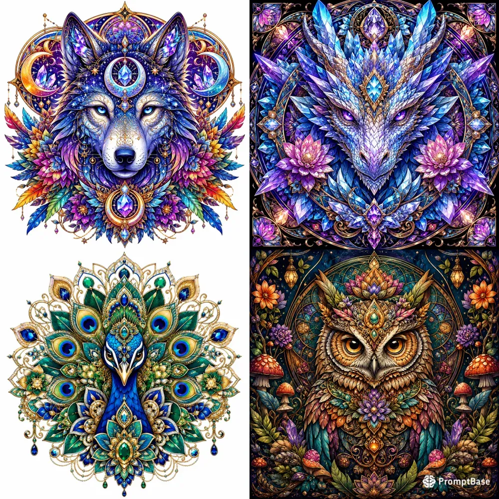 Mystical Mandala Animal Portraits
