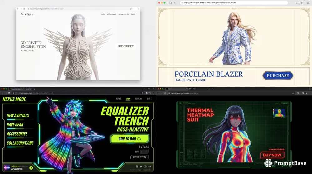 Avantgarde Digital Fashion UIs