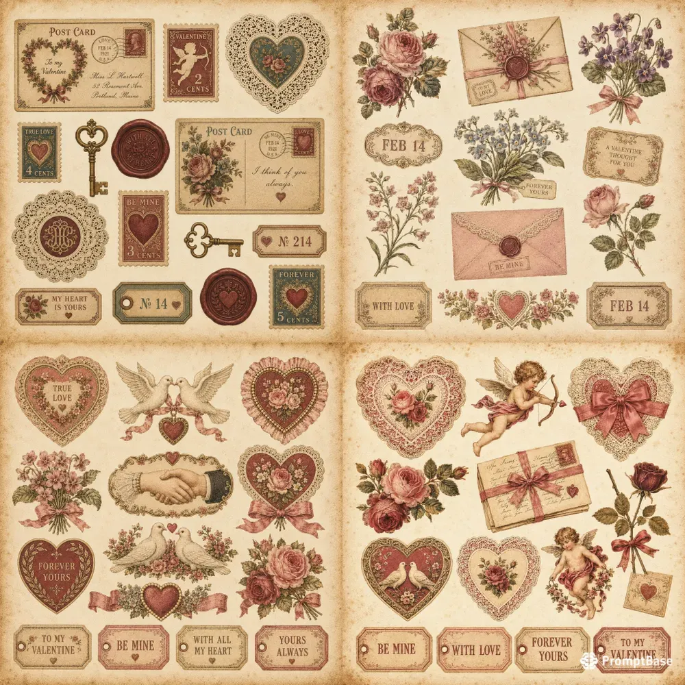 Vintage Valentine Journal Ephemera