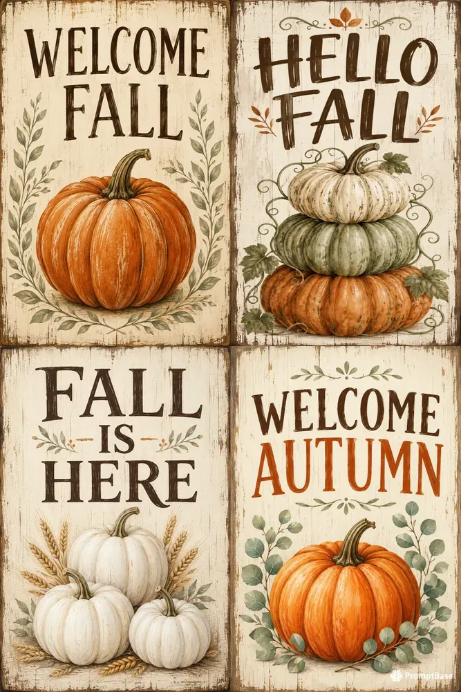 Fall Pumpkin Farmhouse Porch Signs