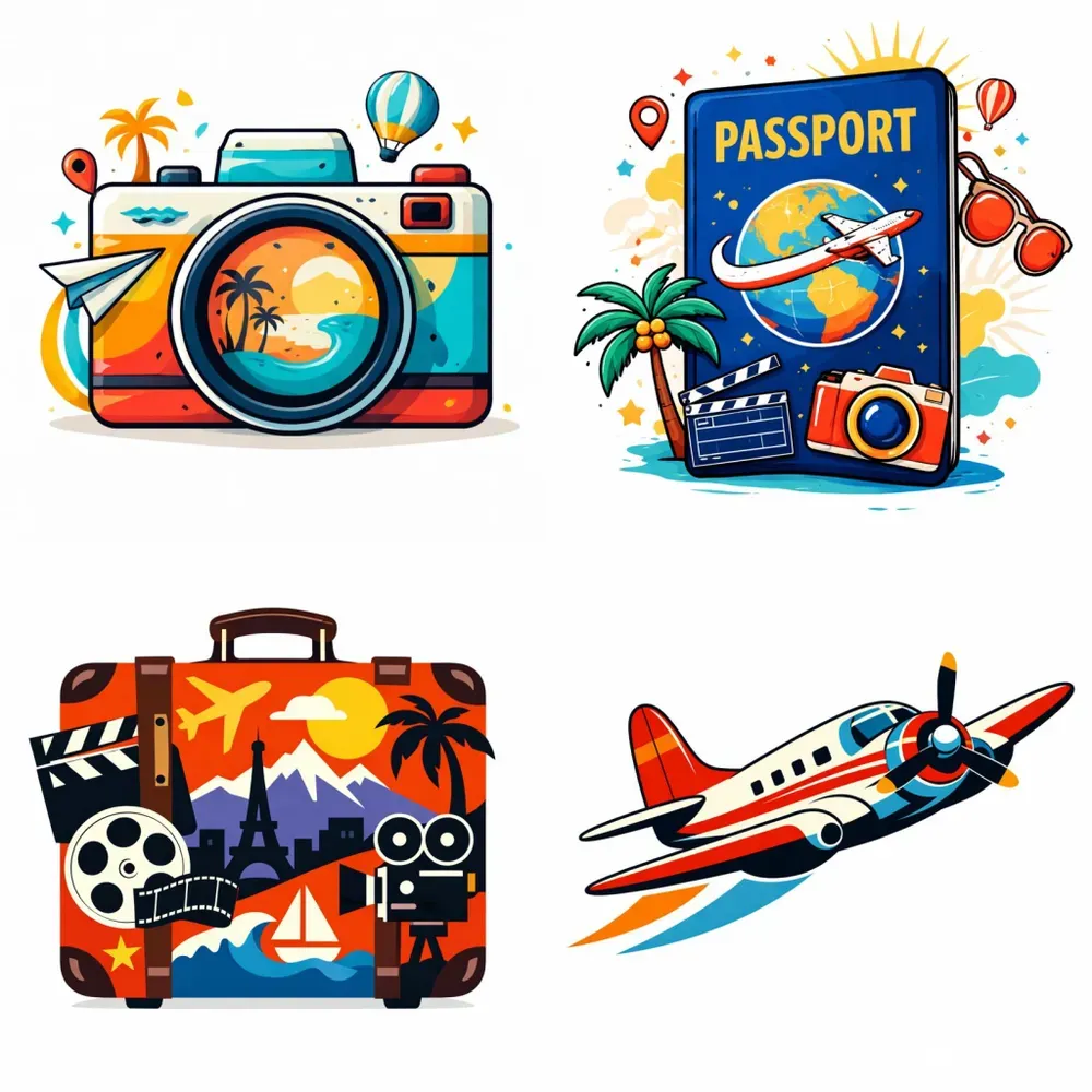 Cinematic Travel Clipart Icons
