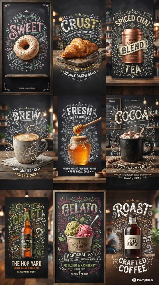 3D Product Chalkboard Cafe Posters