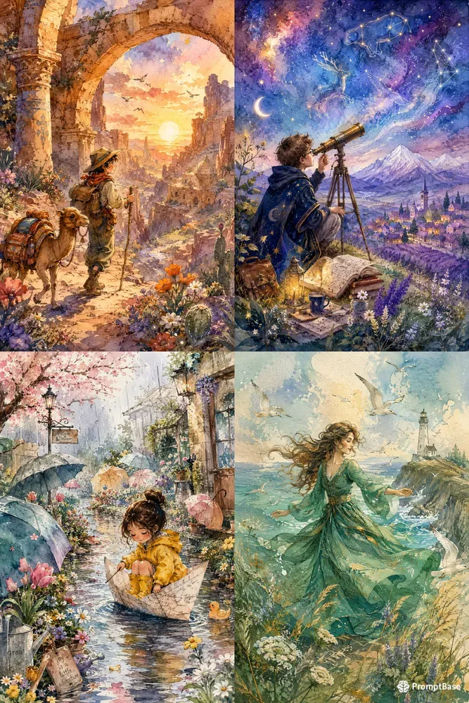 Whimsical Watercolor Storybook Dreams