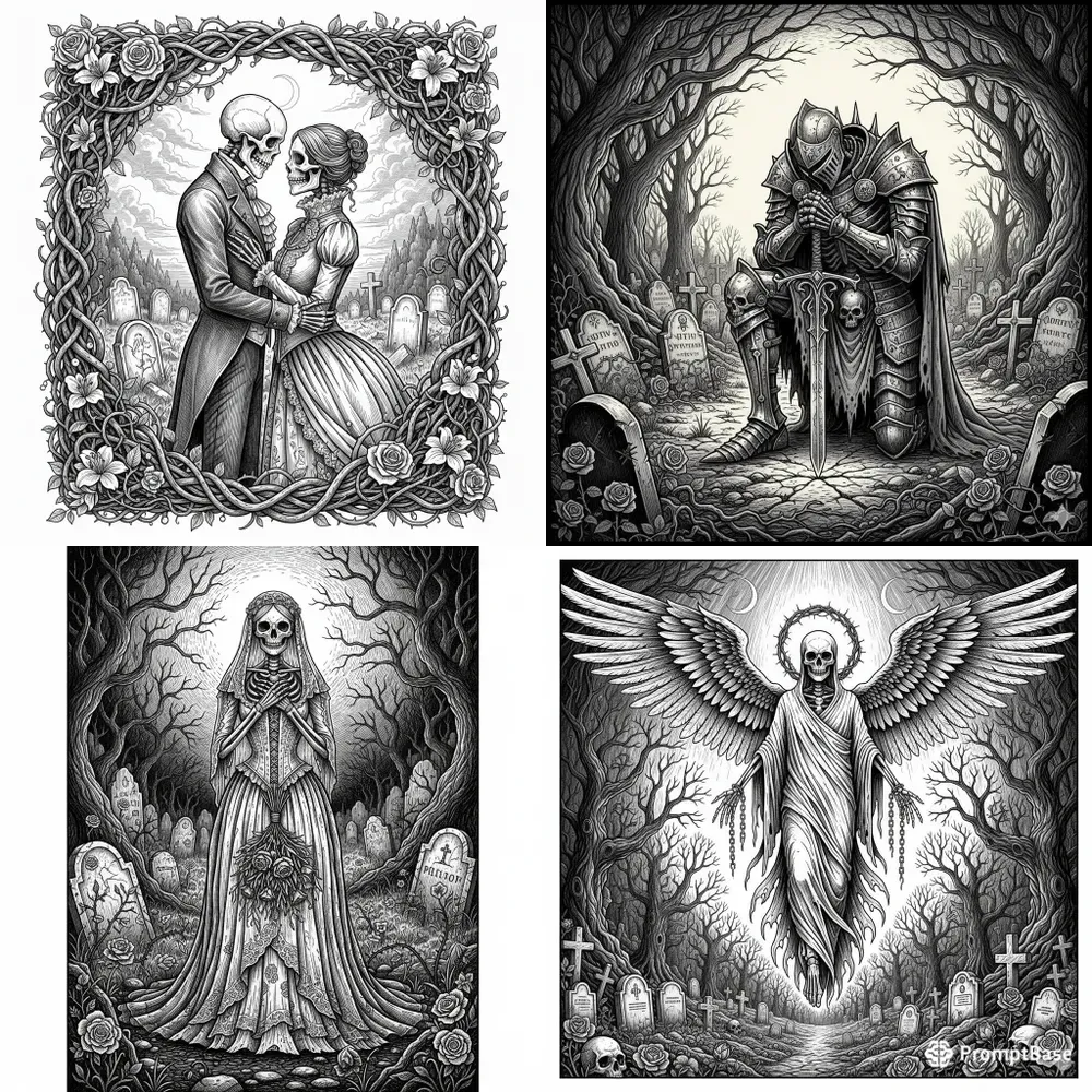 Gothic Memento Mori Pose Variations