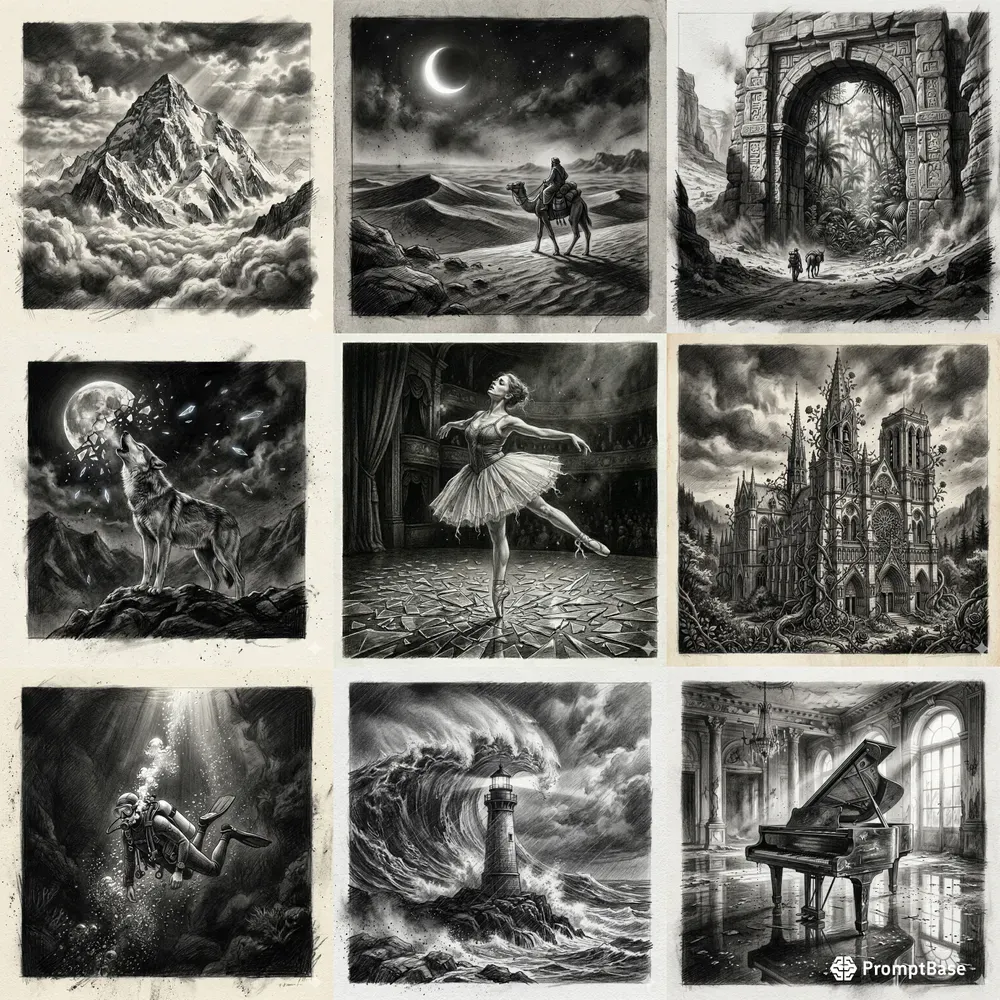 Dramatic Graphite Pencil Drawing Scenes