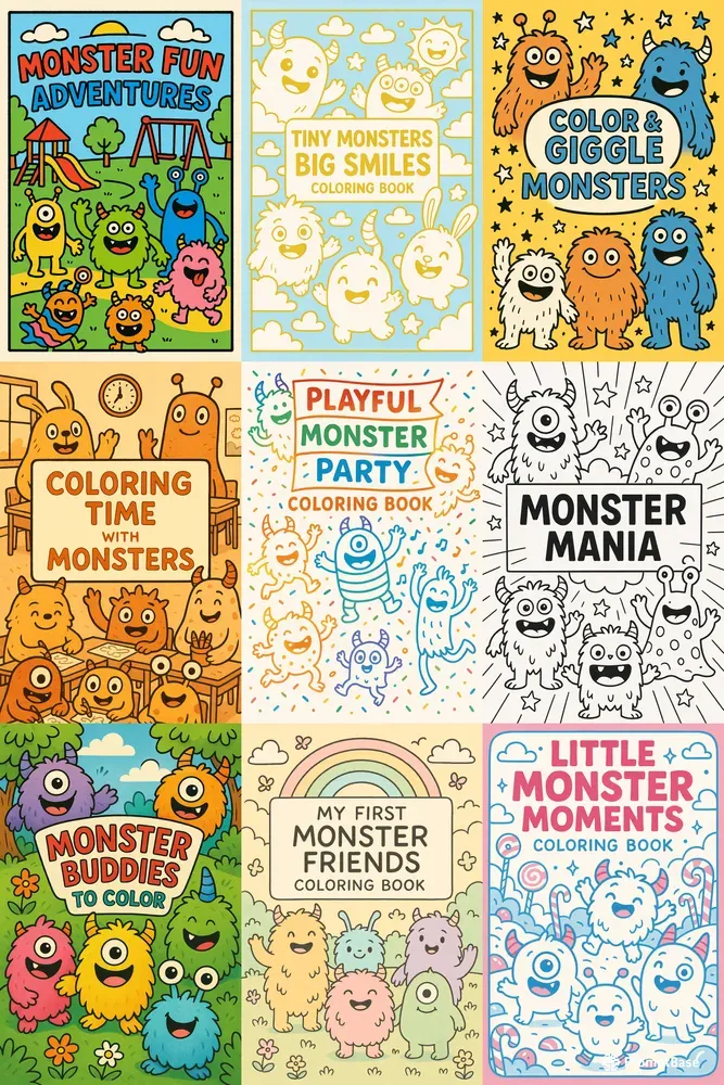 Cute Monsters Coloring Book Covers