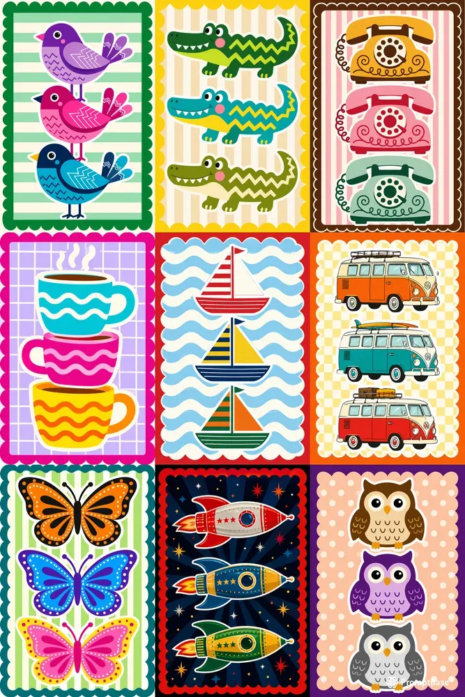 Retro Naive Vector Illustrations