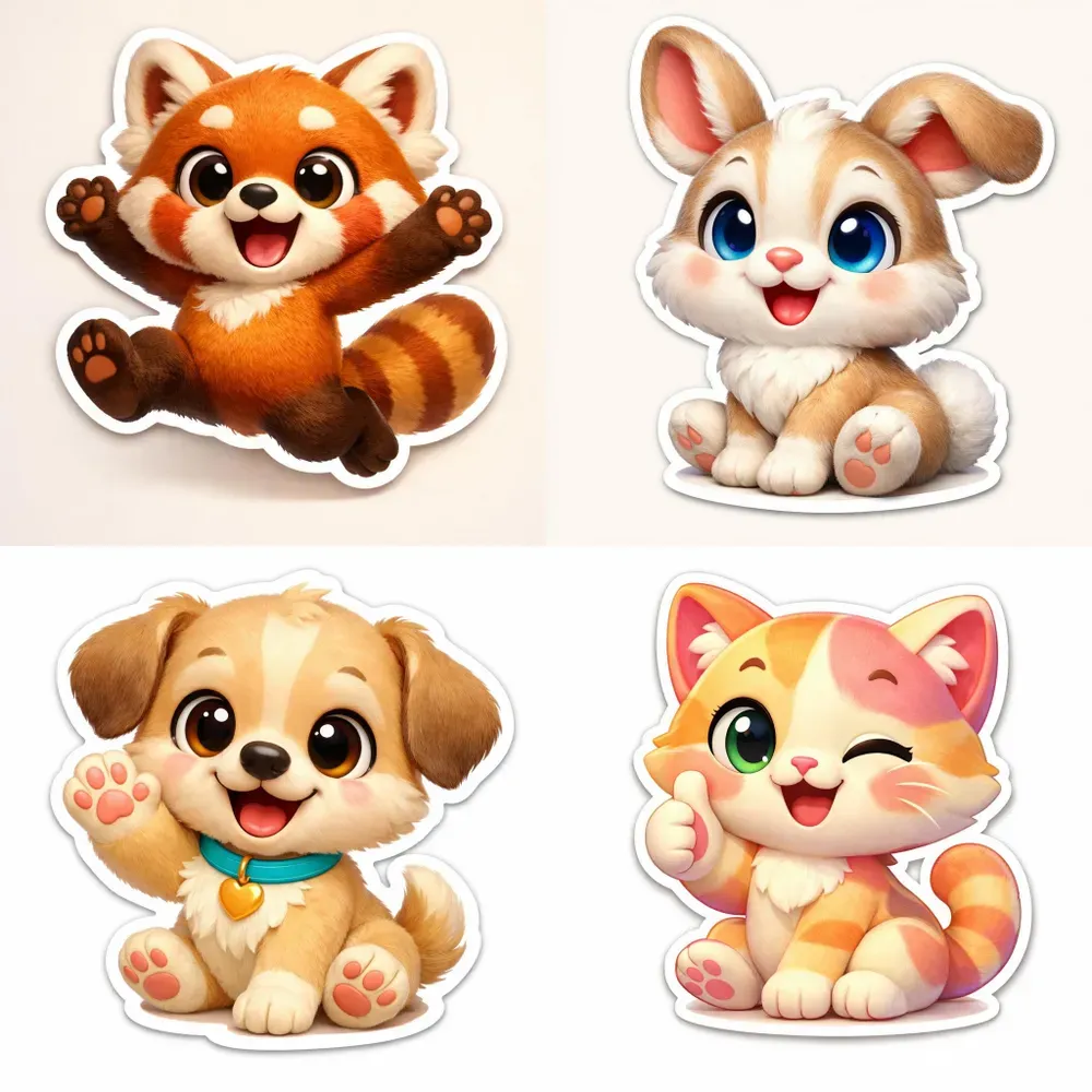 Cute 3D Animal Mascot Sticker Emojis