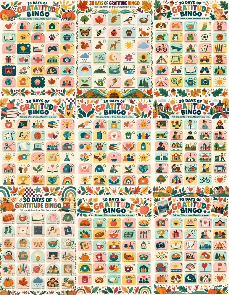 Kids Gratitude Bingo Challenges