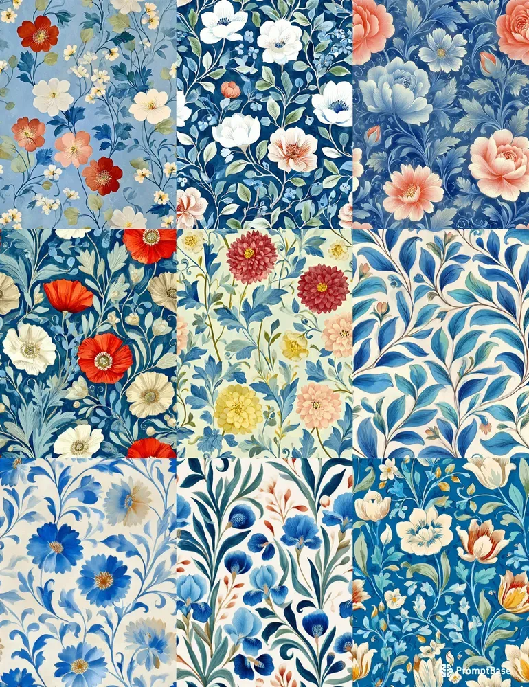 Realistic Floral Textile Art Patterns