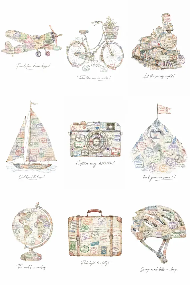 Vintage Passport Stamp Travel Poster Art