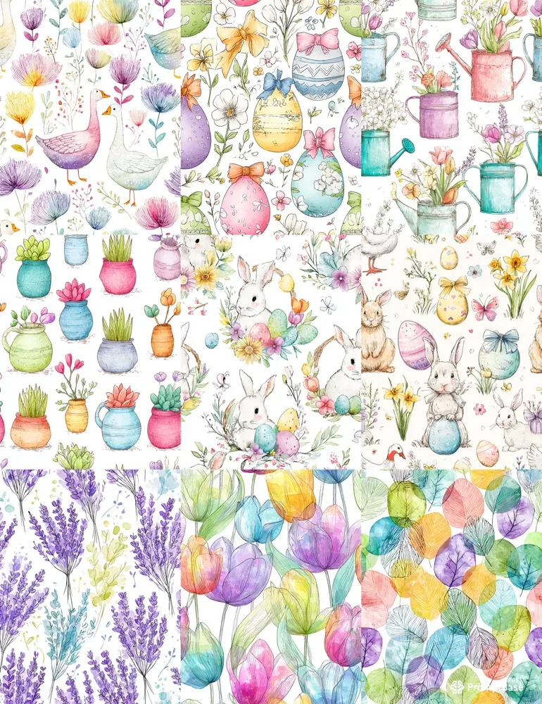 Easter Spring Seamless Pattern Art Papers