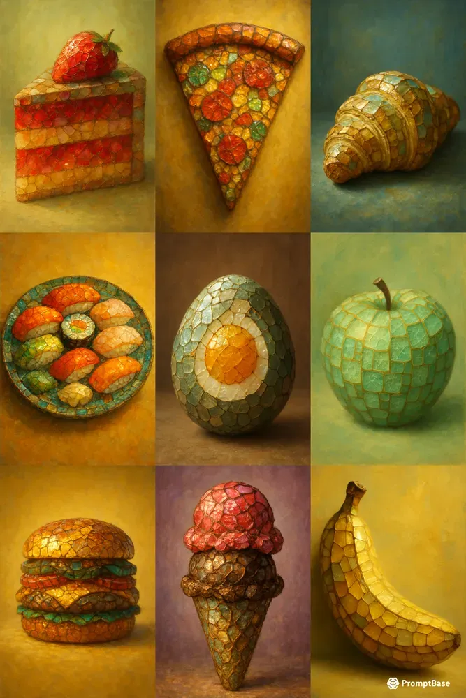 Surreal Mosaictilesstyle Food