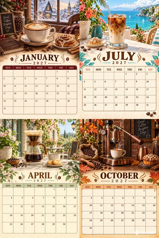 Coffee Lover 2027 Calendar Pages