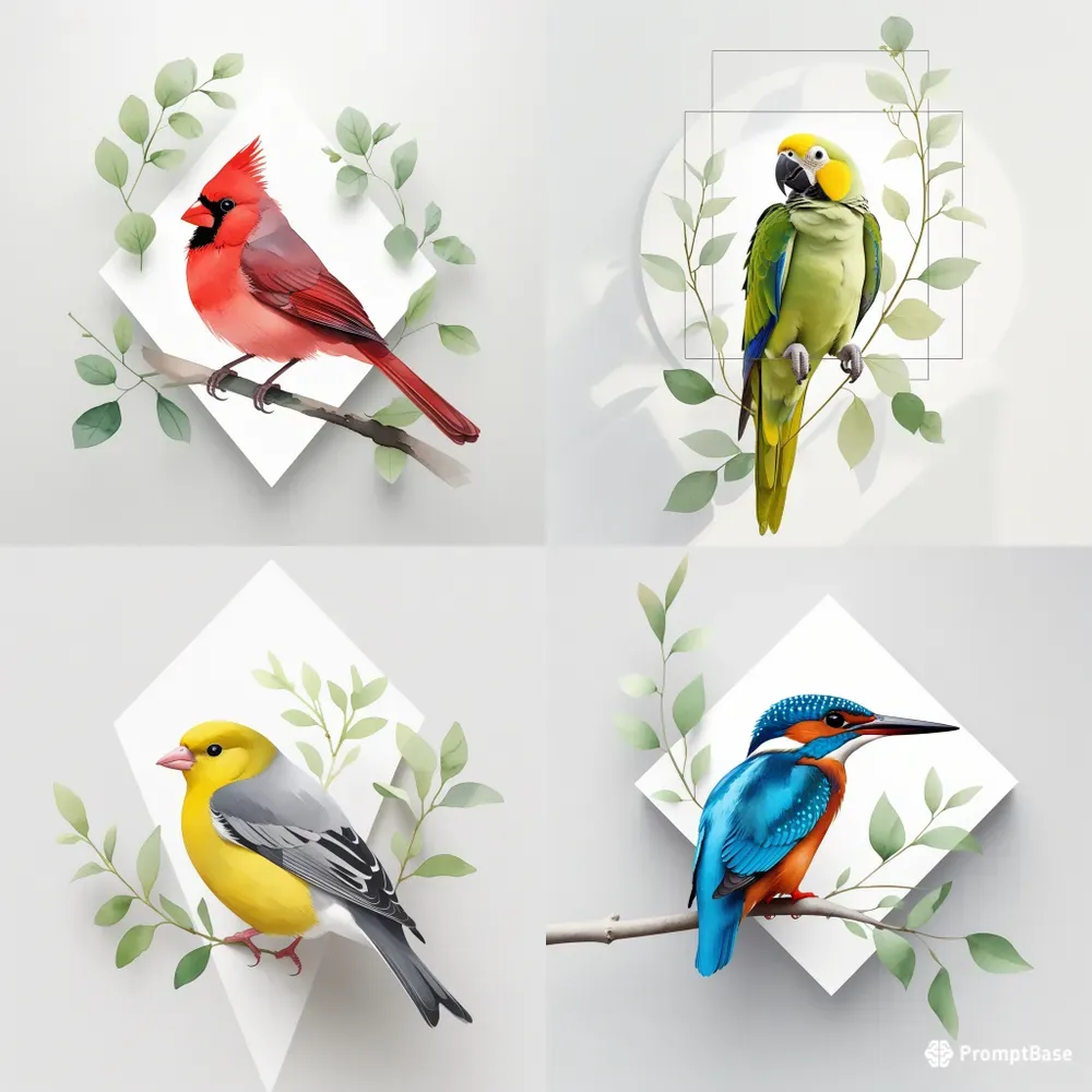 Minimal White Bg HD Bird Art