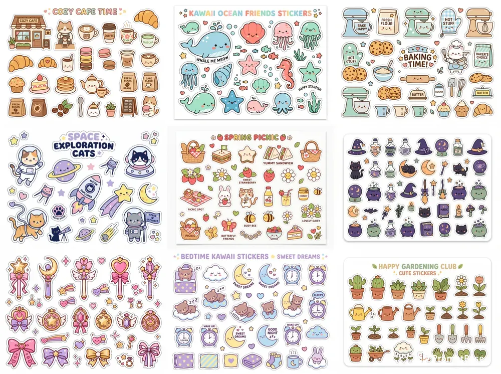 Kawaii Sticker Sheet Packs