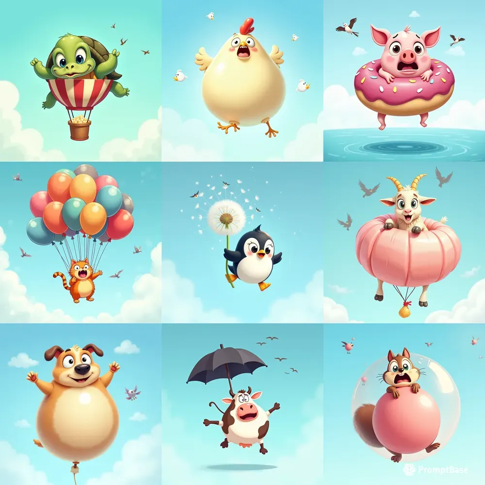 Caricature Animals In Air