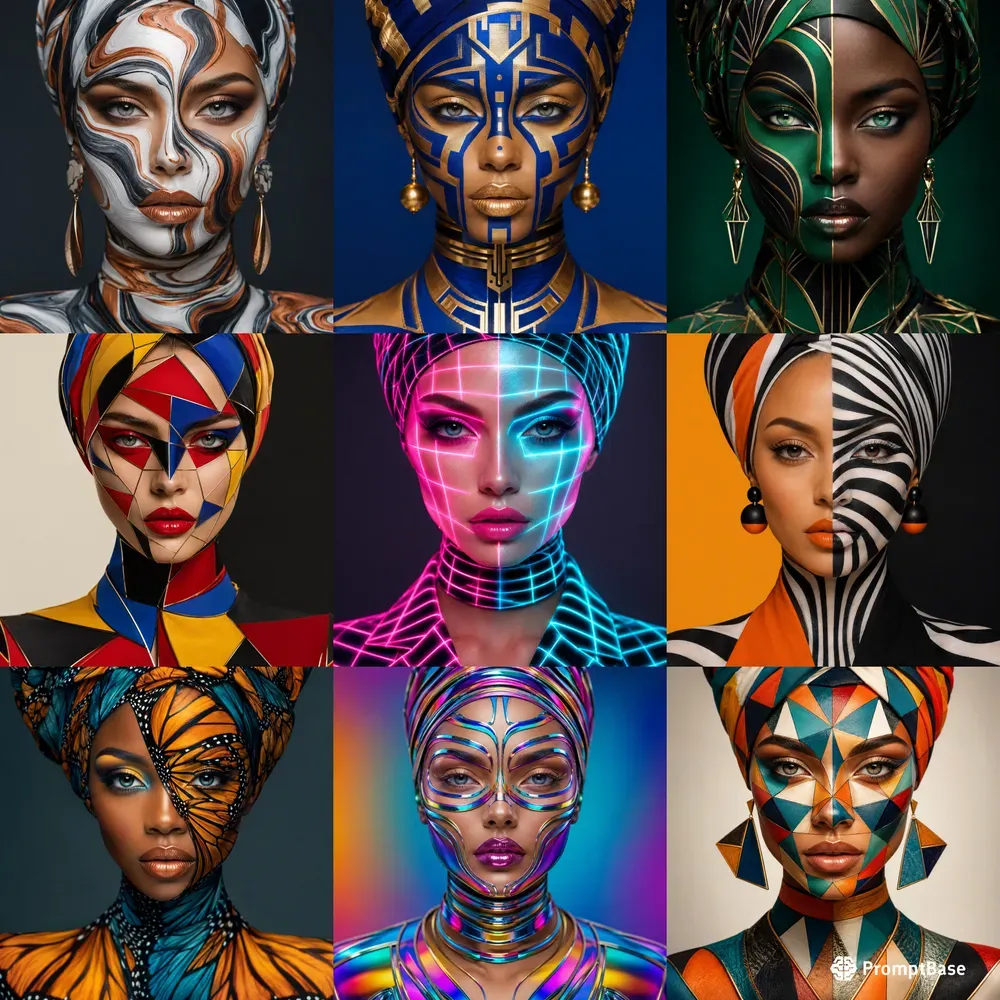 Abstract Geometric Fashion Portraits