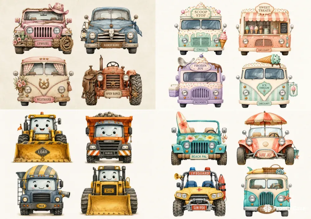 Western Whimsical Transportation Cliparts
