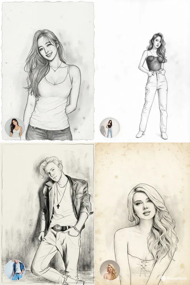 Photos To Handdrawn Pencil Sketch Portraits