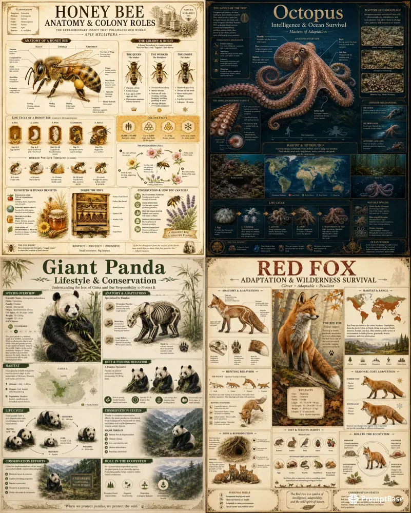 Vintage Wildlife Infographics