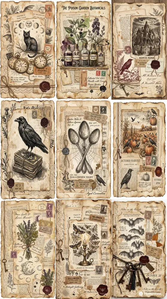 Vintage Halloween Junk Journal Pages