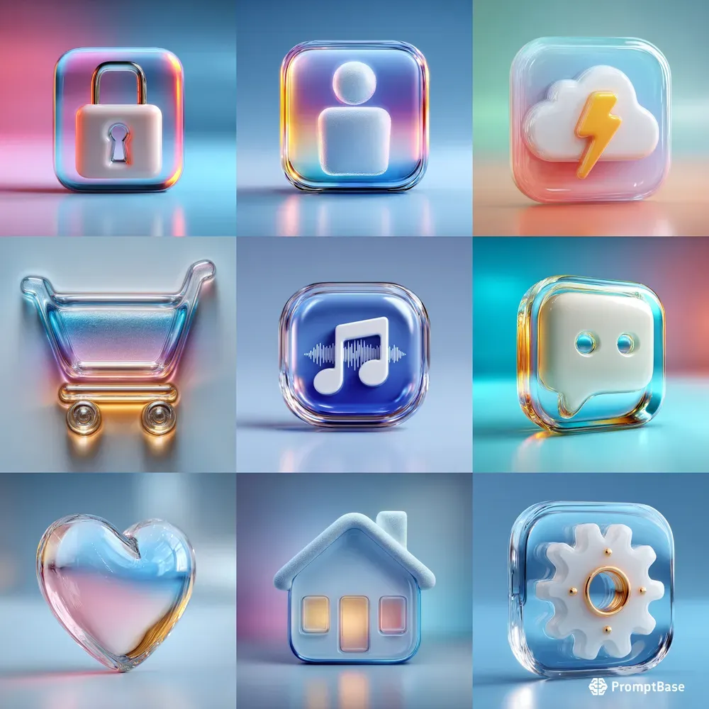 Glassmorphic UI Concept Icons