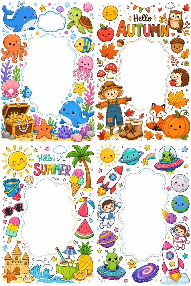 Colorful Kids Doodle Collage Poster Art