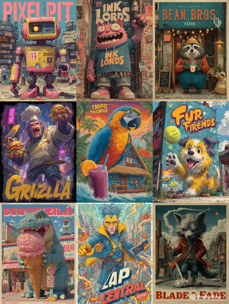 Cartoon Wall Posters For Shops