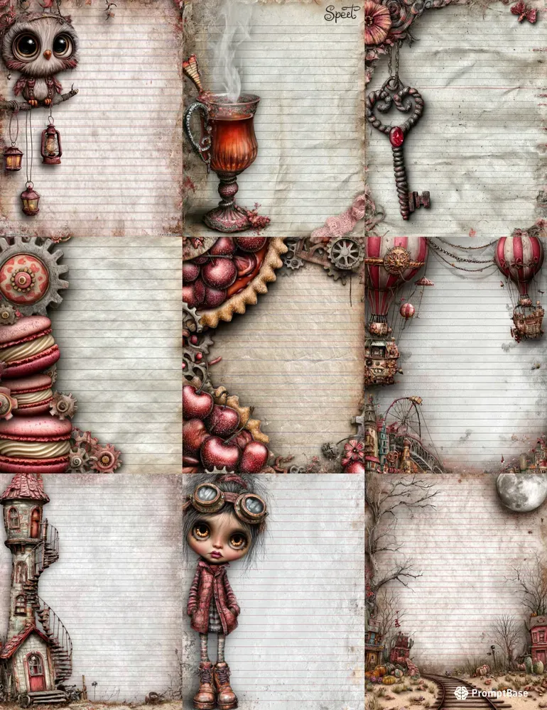 Steampunk Girl Plain Papers