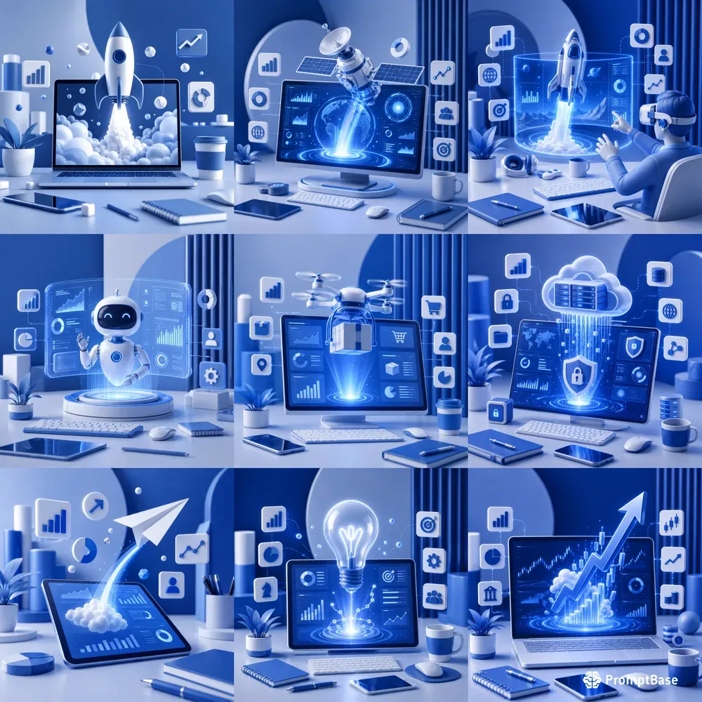 Modern 3D Startup Launch Graphics
