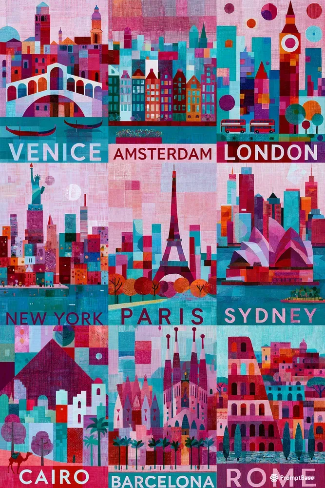 Geometric City Travel Posters