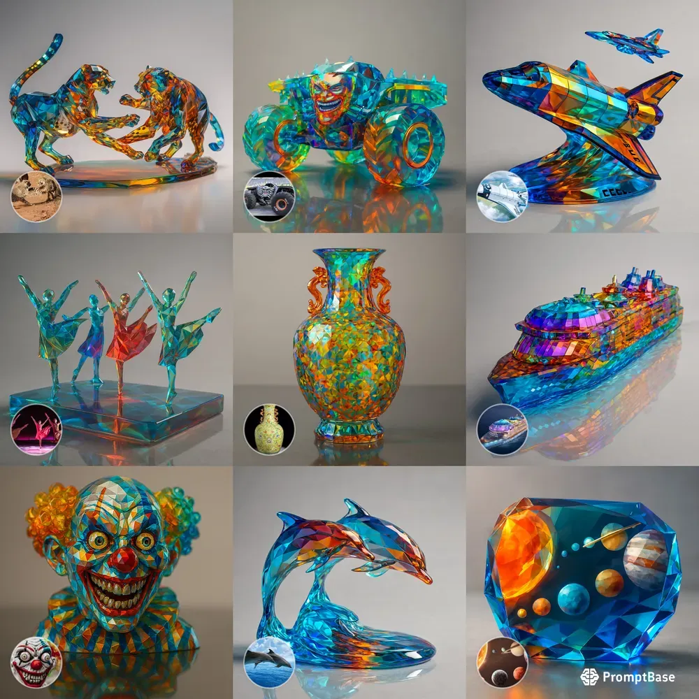 Multicolored Crystal Sculptures