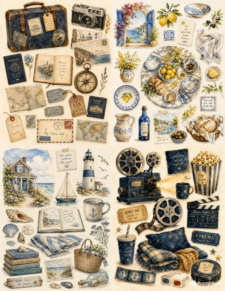 Watercolor Ephemera Clipart Collections