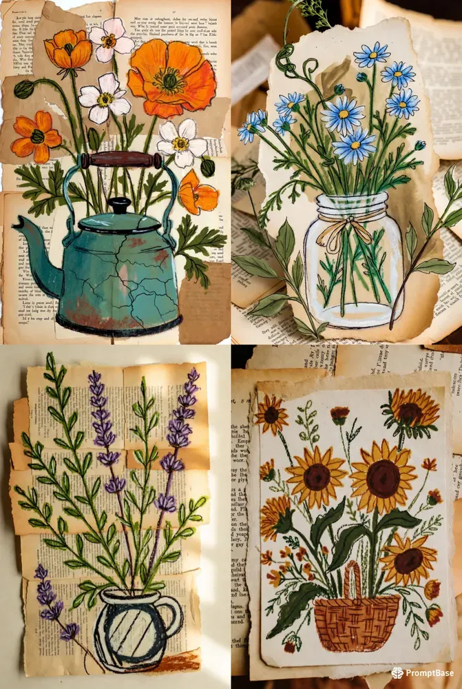 Vintage Dictionary Flower Art