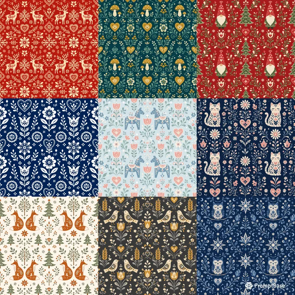 Scandinavian Folk Seamless Patterns