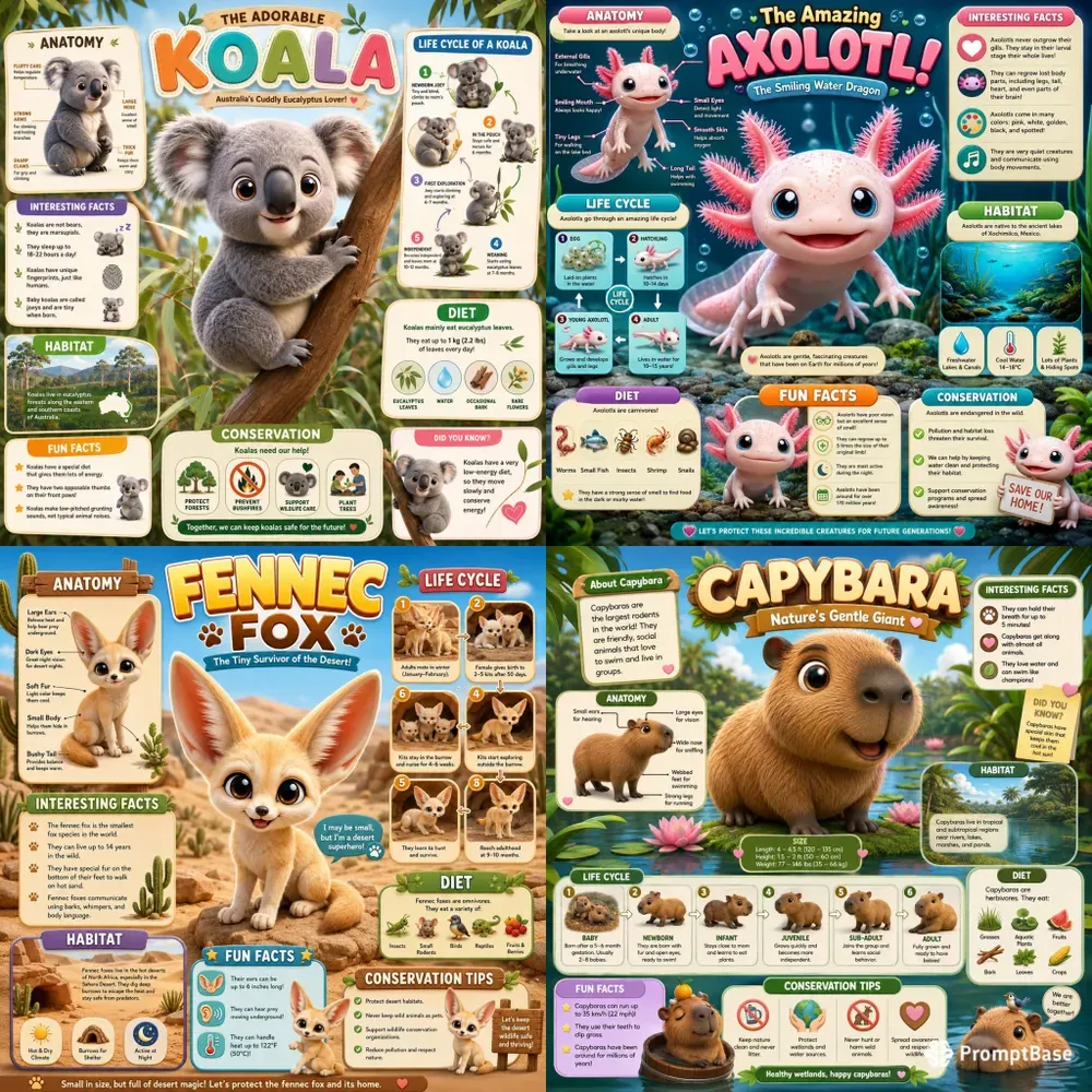 Cute Animal Learning Infographics