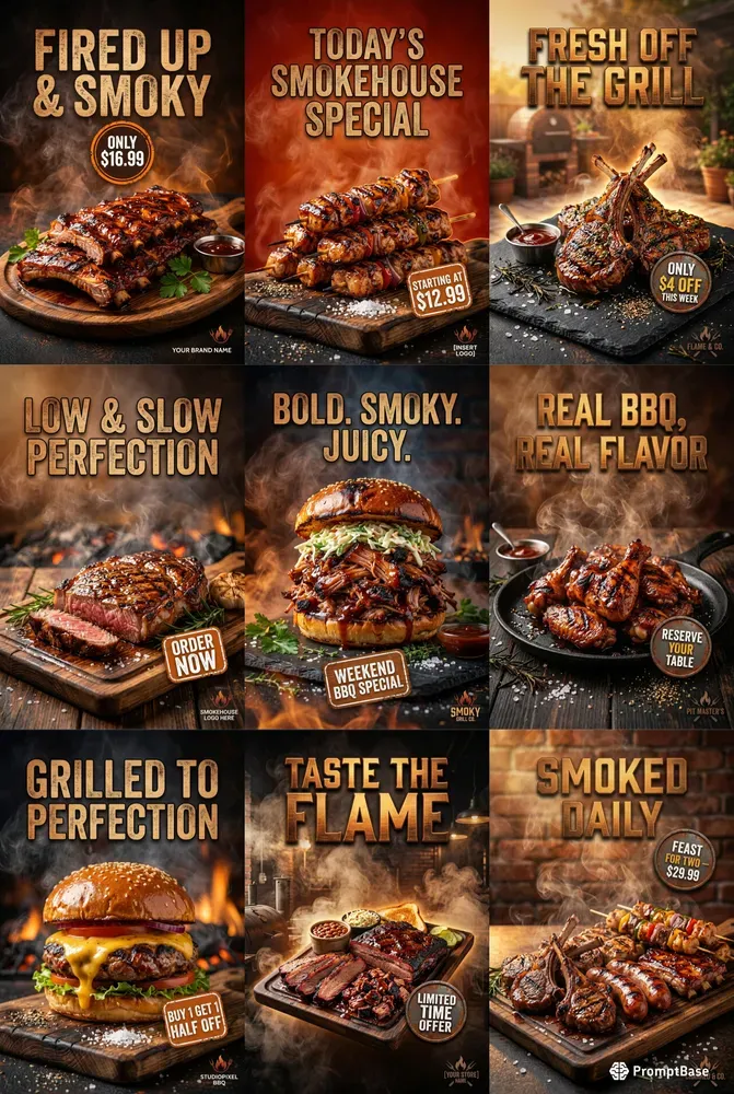 Bbq Grilled Meat Ad Poster Generator