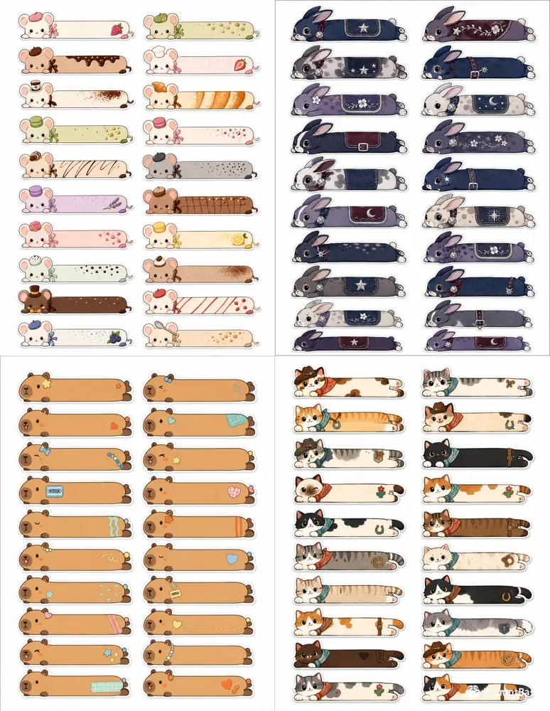 Character Page Marker Bookmark Sheets