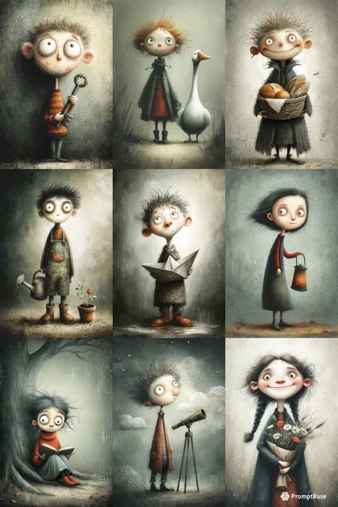 Whimsical Folk Art Cartoons