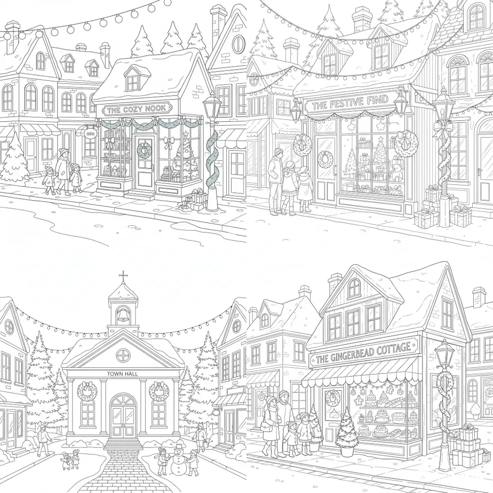 Christmas Town Coloring Pages