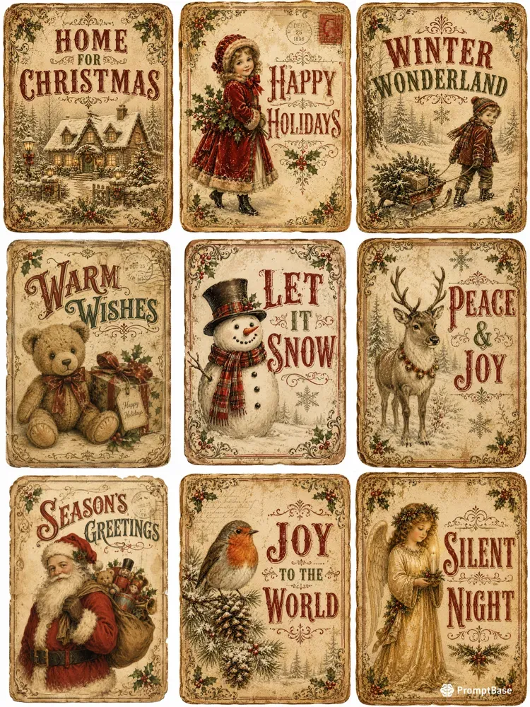 Vintage Holiday Ephemera Journal Cards