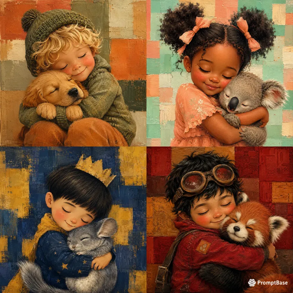 Textured Storybook Pet Embraces