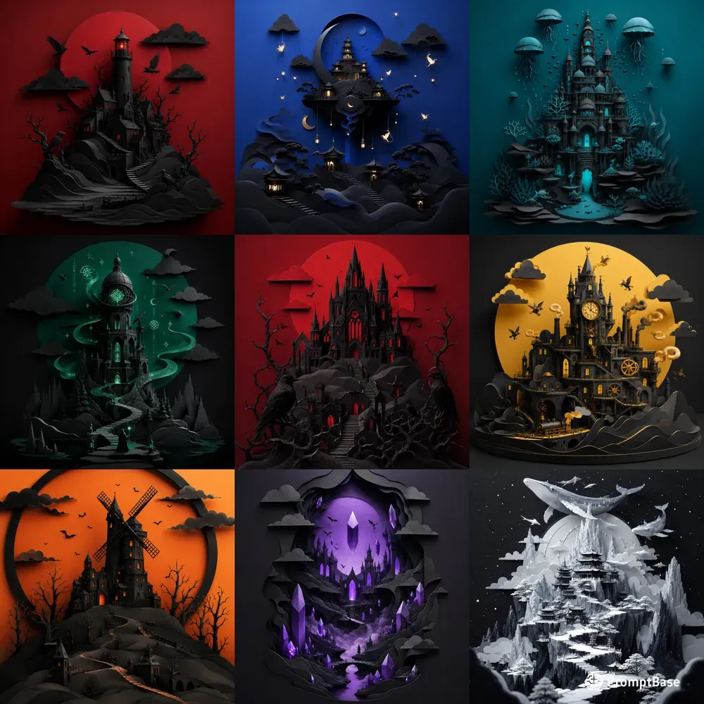 Dark Fantasy Papercut Scenes