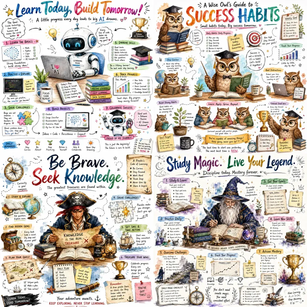 Handdrawn Watercolor Study Motivations