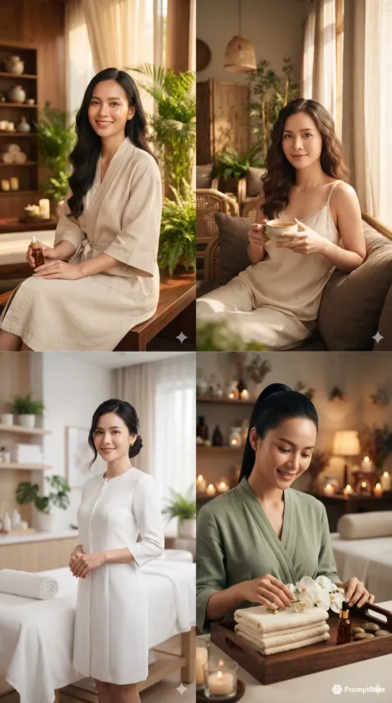 Realistic Asian Beauty Spa Portraits